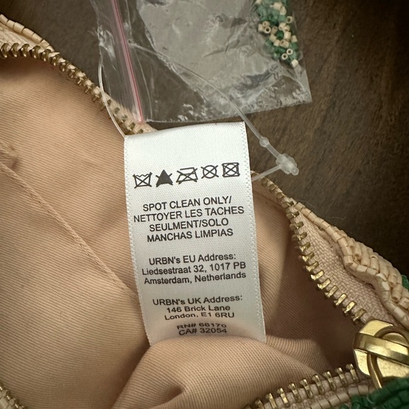 Maeve Beaded Green and Cream Checkered Bag - perfect condition! - Picture 6 of 13